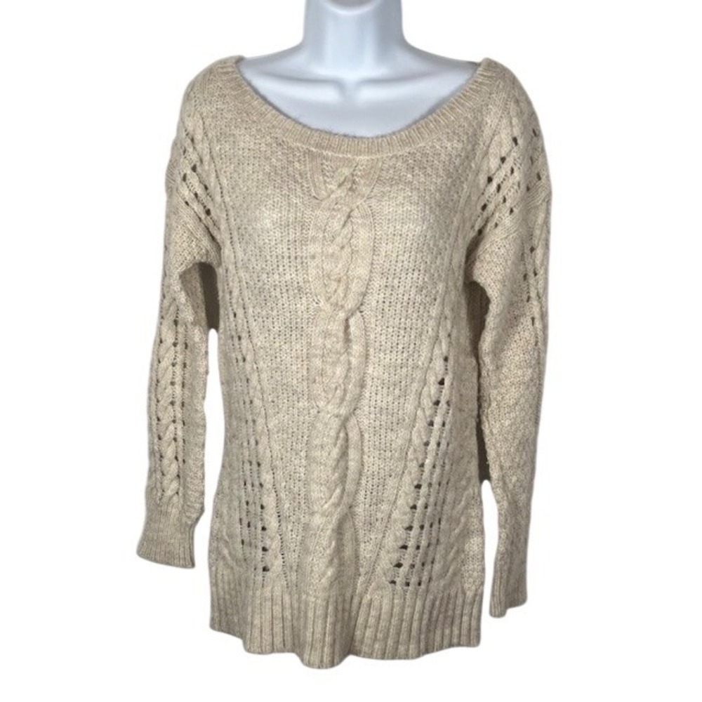 American Eagle Outfitters Womens SZ M Cable-Knit Sweater Light Beige-1092